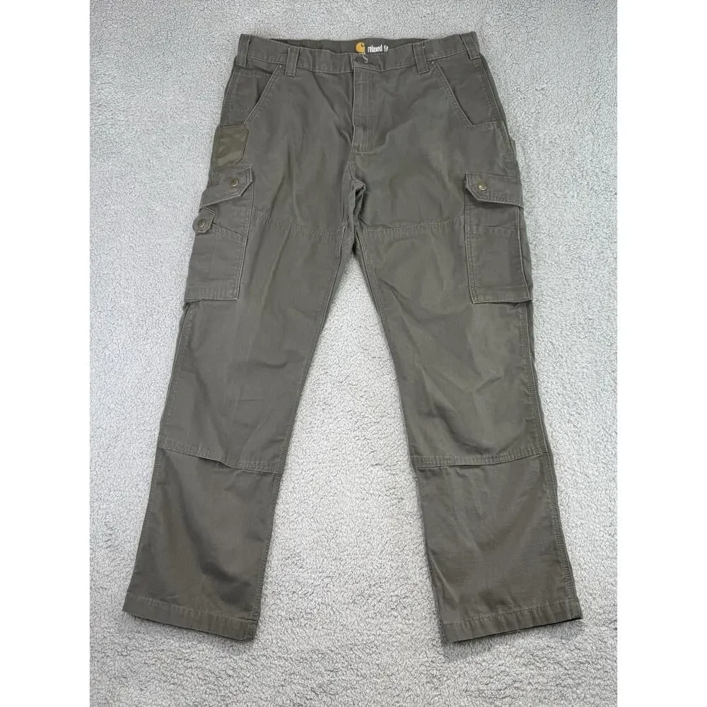 Carhartt Pants Mens 38X32 (31.5) Green Double Knee Cargo Work Pants Carpenter